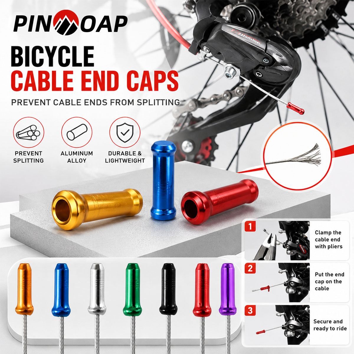 Cycling Gear Tips - PINMOAP 100PCS Aluminium Fietskabel Eindkappen Rem