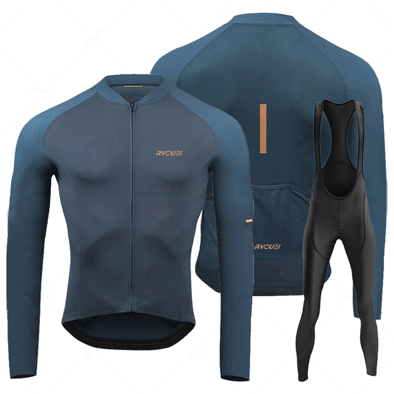 Cycling Gear Logo - Rvouei Ademende Lange Mouw Wielertrui Set